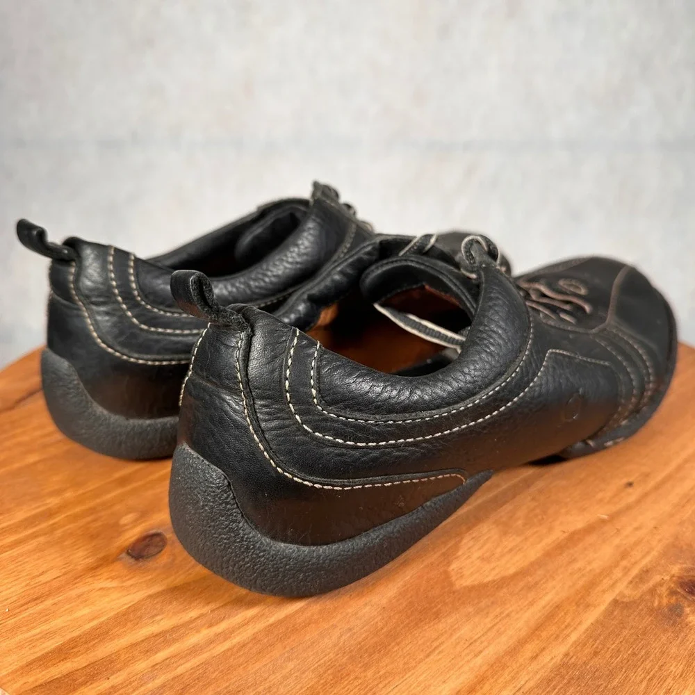 Born Leather Sneakers Mens 11.5 Black Good Contrast Stitch Lace Up Shoes